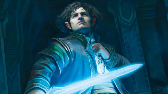 MTG lord of the rings art showing Frodo with Sting.